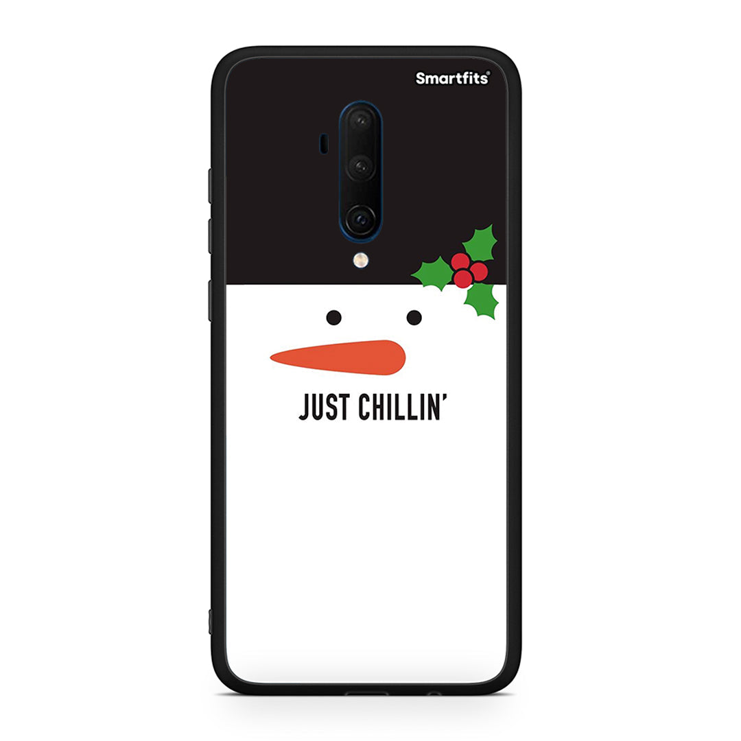 OnePlus 7T Pro Christmas Chillin θήκη από τη Smartfits με σχέδιο στο πίσω μέρος και μαύρο περίβλημα | Smartphone case with colorful back and black bezels by Smartfits