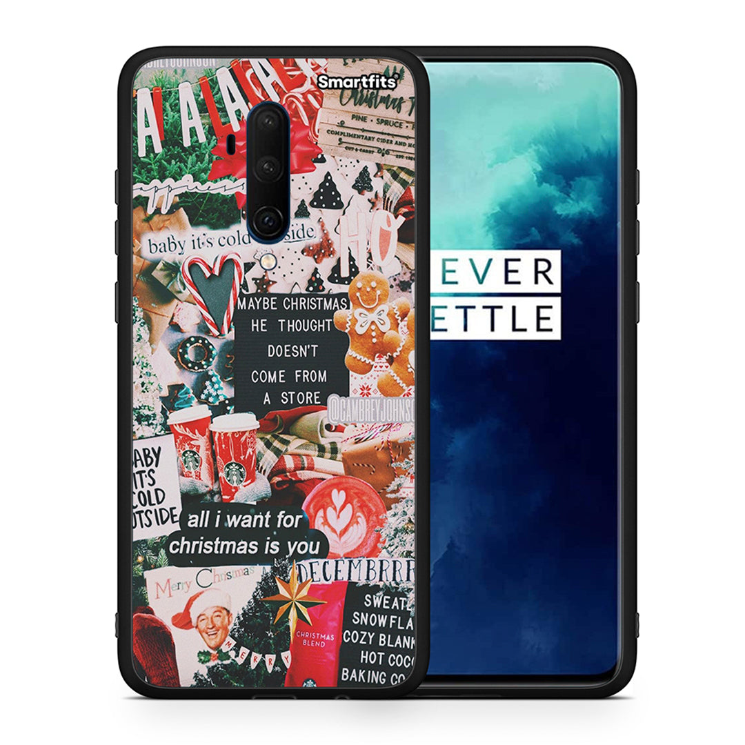 Θήκη OnePlus 7T Pro Christmas Happiness από τη Smartfits με σχέδιο στο πίσω μέρος και μαύρο περίβλημα | OnePlus 7T Pro Christmas Happiness case with colorful back and black bezels