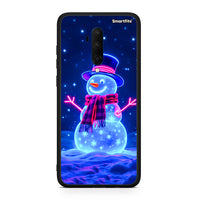 Thumbnail for OnePlus 7T Pro Christmas Neon Snowman θήκη από τη Smartfits με σχέδιο στο πίσω μέρος και μαύρο περίβλημα | Smartphone case with colorful back and black bezels by Smartfits