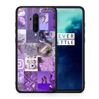 Thumbnail for Θήκη OnePlus 7T Pro Purple Aesthetic Collage από τη Smartfits με σχέδιο στο πίσω μέρος και μαύρο περίβλημα | OnePlus 7T Pro Purple Aesthetic Collage case with colorful back and black bezels