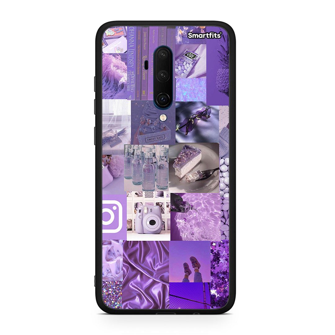 OnePlus 7T Pro Purple Aesthetic Collage θήκη από τη Smartfits με σχέδιο στο πίσω μέρος και μαύρο περίβλημα | Smartphone case with colorful back and black bezels by Smartfits