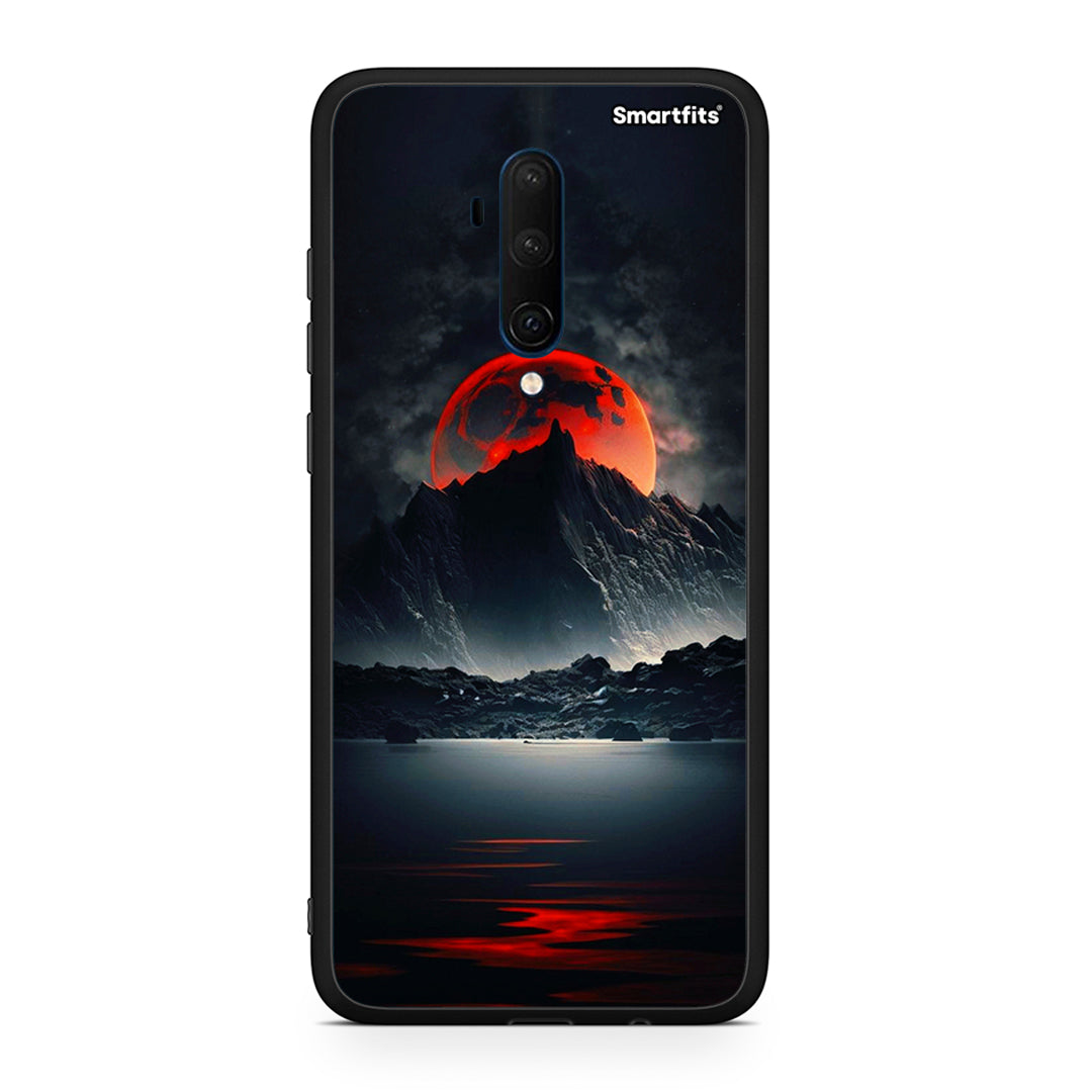 OnePlus 7T Pro Red Full Moon θήκη από τη Smartfits με σχέδιο στο πίσω μέρος και μαύρο περίβλημα | Smartphone case with colorful back and black bezels by Smartfits