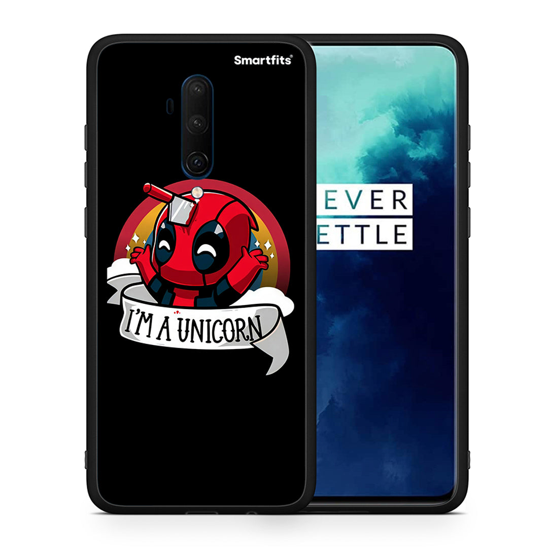 Θήκη OnePlus 7T Pro Unicorn Deadpool από τη Smartfits με σχέδιο στο πίσω μέρος και μαύρο περίβλημα | OnePlus 7T Pro Unicorn Deadpool case with colorful back and black bezels