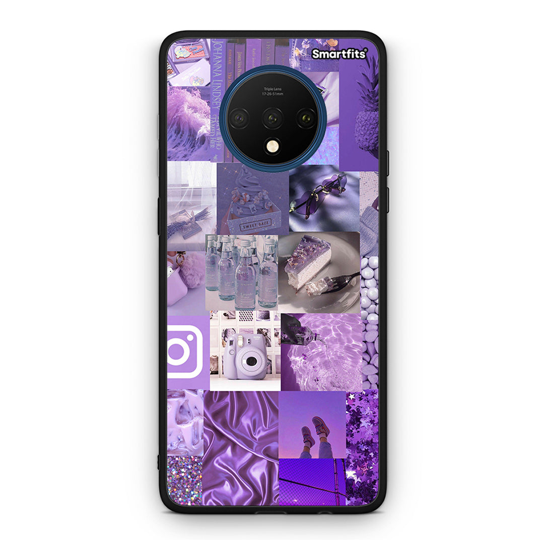 OnePlus 7T Purple Aesthetic Collage θήκη από τη Smartfits με σχέδιο στο πίσω μέρος και μαύρο περίβλημα | Smartphone case with colorful back and black bezels by Smartfits