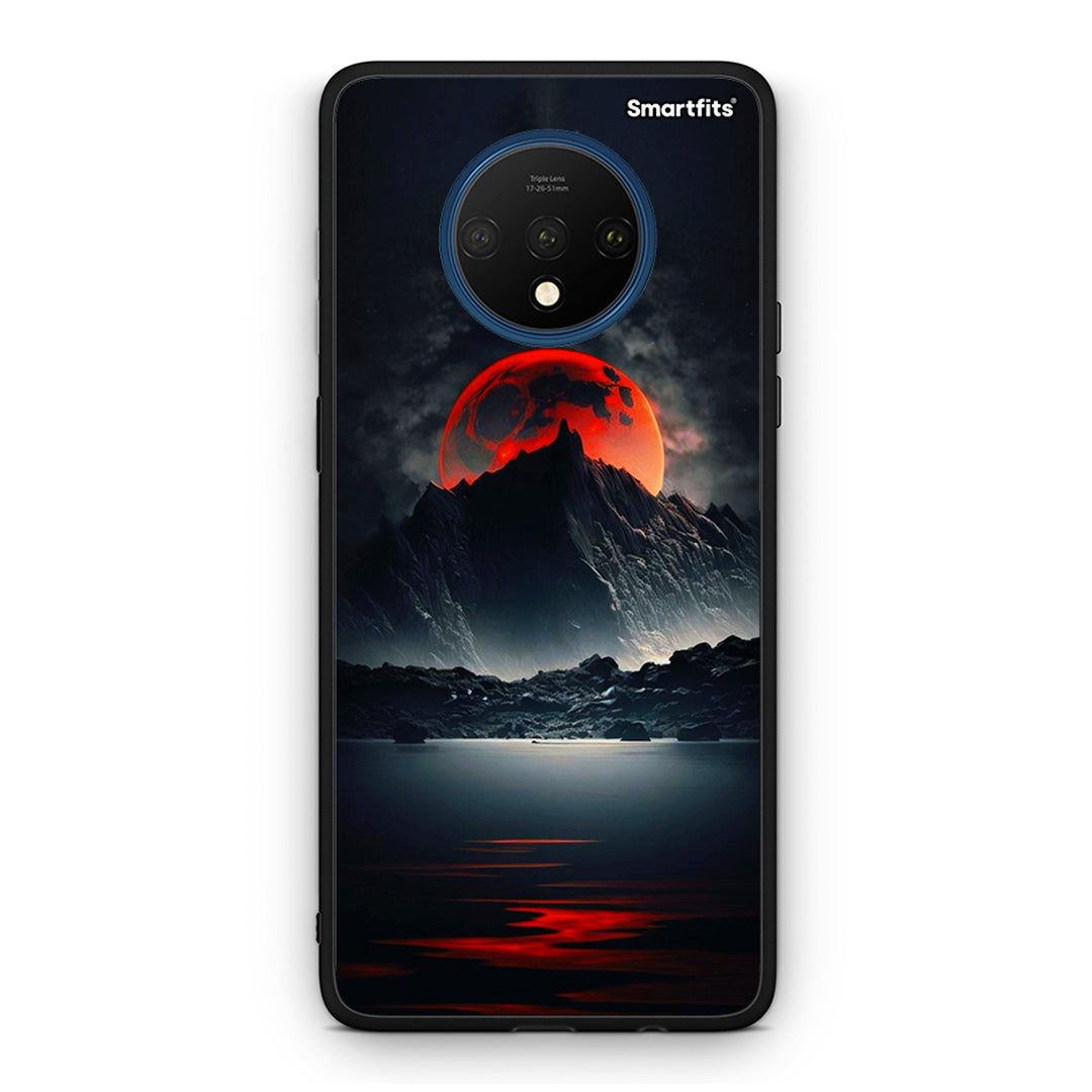 OnePlus 7T Red Full Moon θήκη από τη Smartfits με σχέδιο στο πίσω μέρος και μαύρο περίβλημα | Smartphone case with colorful back and black bezels by Smartfits