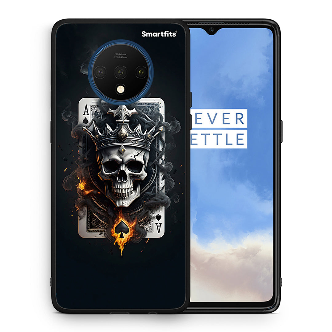 Θήκη OnePlus 7T Skull King Ace από τη Smartfits με σχέδιο στο πίσω μέρος και μαύρο περίβλημα | OnePlus 7T Skull King Ace case with colorful back and black bezels