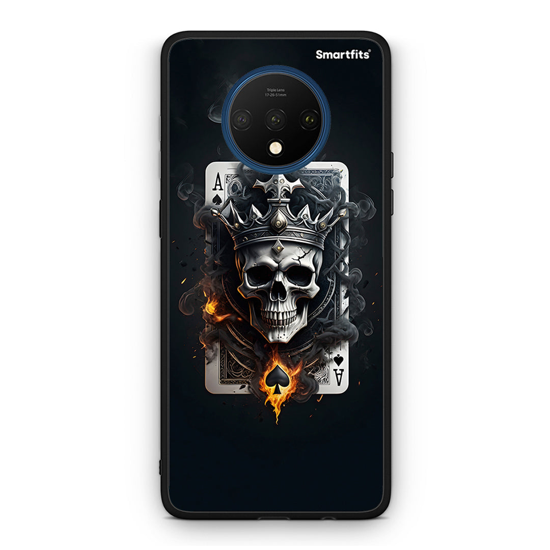 OnePlus 7T Skull King Ace θήκη από τη Smartfits με σχέδιο στο πίσω μέρος και μαύρο περίβλημα | Smartphone case with colorful back and black bezels by Smartfits