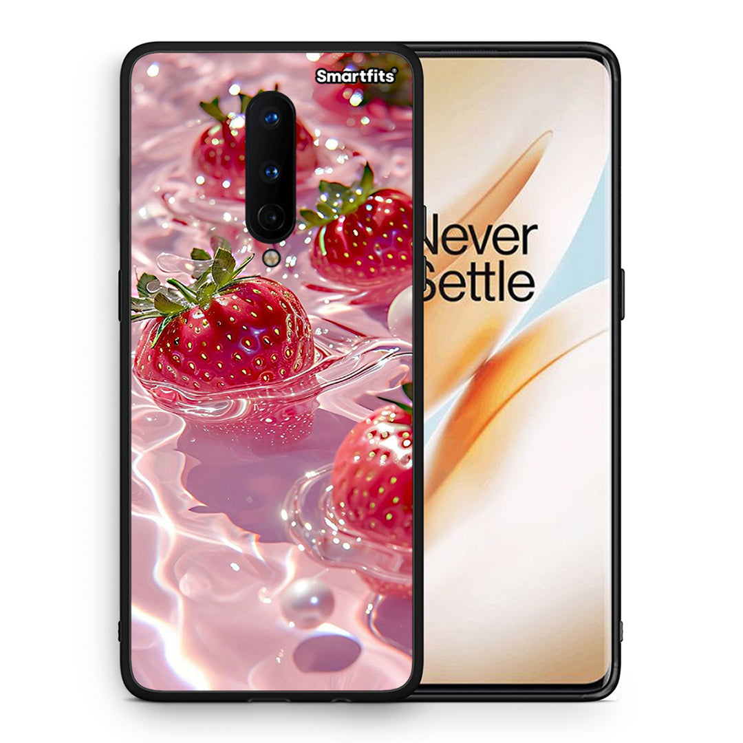 Θήκη OnePlus 8 Juicy Strawberries από τη Smartfits με σχέδιο στο πίσω μέρος και μαύρο περίβλημα | OnePlus 8 Juicy Strawberries case with colorful back and black bezels