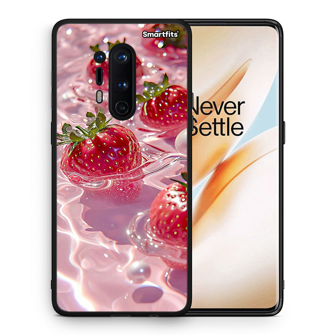 Θήκη OnePlus 8 Pro Juicy Strawberries από τη Smartfits με σχέδιο στο πίσω μέρος και μαύρο περίβλημα | OnePlus 8 Pro Juicy Strawberries case with colorful back and black bezels