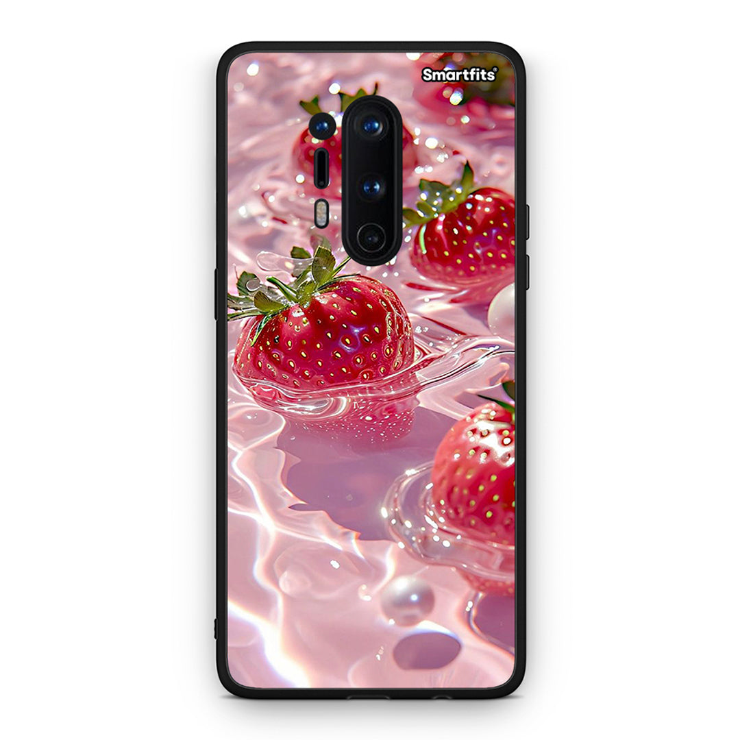 OnePlus 8 Pro Juicy Strawberries θήκη από τη Smartfits με σχέδιο στο πίσω μέρος και μαύρο περίβλημα | Smartphone case with colorful back and black bezels by Smartfits