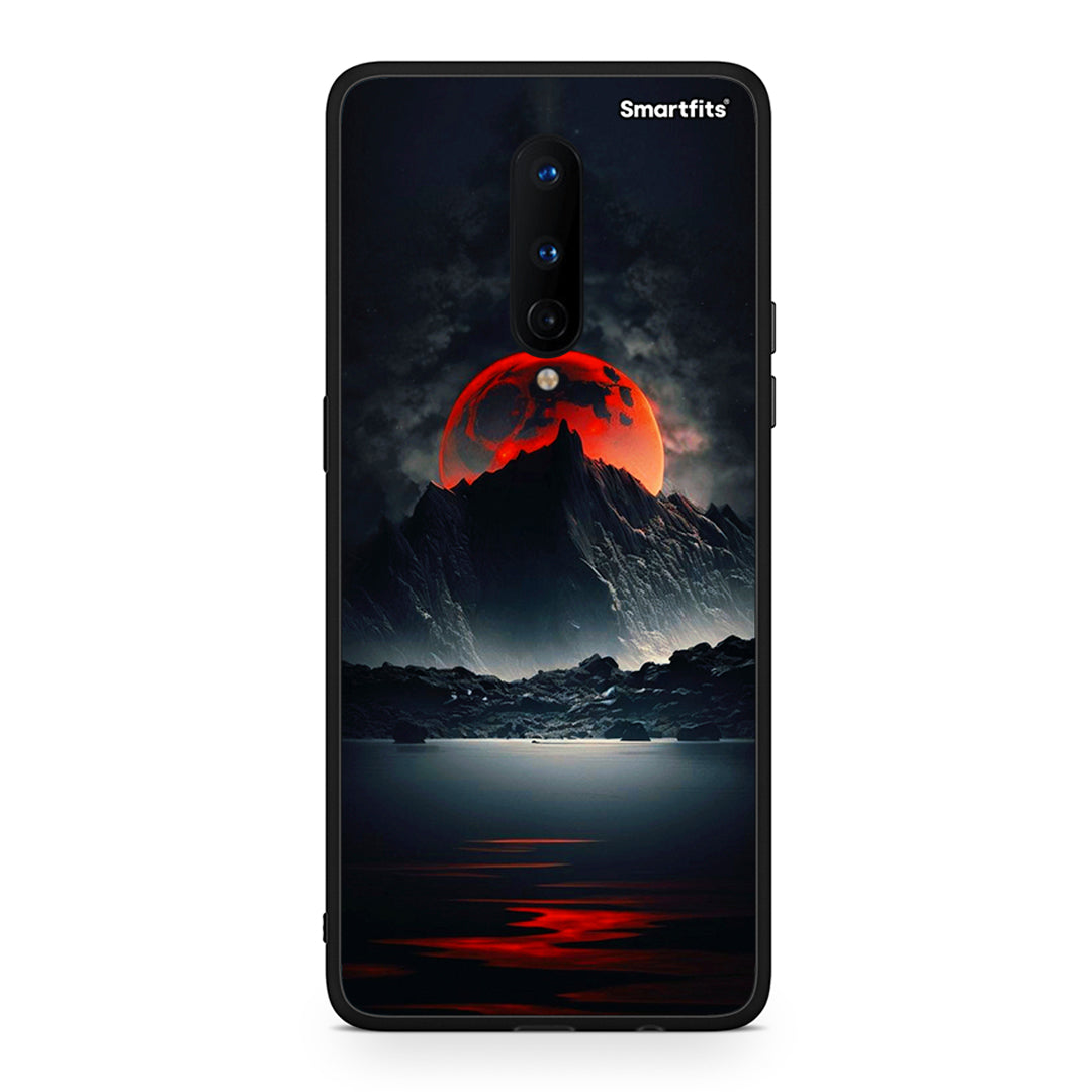 OnePlus 8 Red Full Moon θήκη από τη Smartfits με σχέδιο στο πίσω μέρος και μαύρο περίβλημα | Smartphone case with colorful back and black bezels by Smartfits