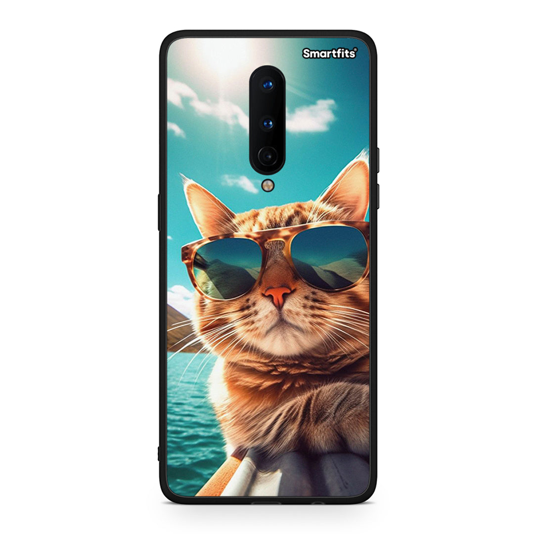 OnePlus 8 Summer Cat θήκη από τη Smartfits με σχέδιο στο πίσω μέρος και μαύρο περίβλημα | Smartphone case with colorful back and black bezels by Smartfits