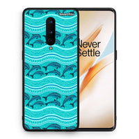 Thumbnail for Θήκη OnePlus 8 Swimming Dolphins από τη Smartfits με σχέδιο στο πίσω μέρος και μαύρο περίβλημα | OnePlus 8 Swimming Dolphins case with colorful back and black bezels