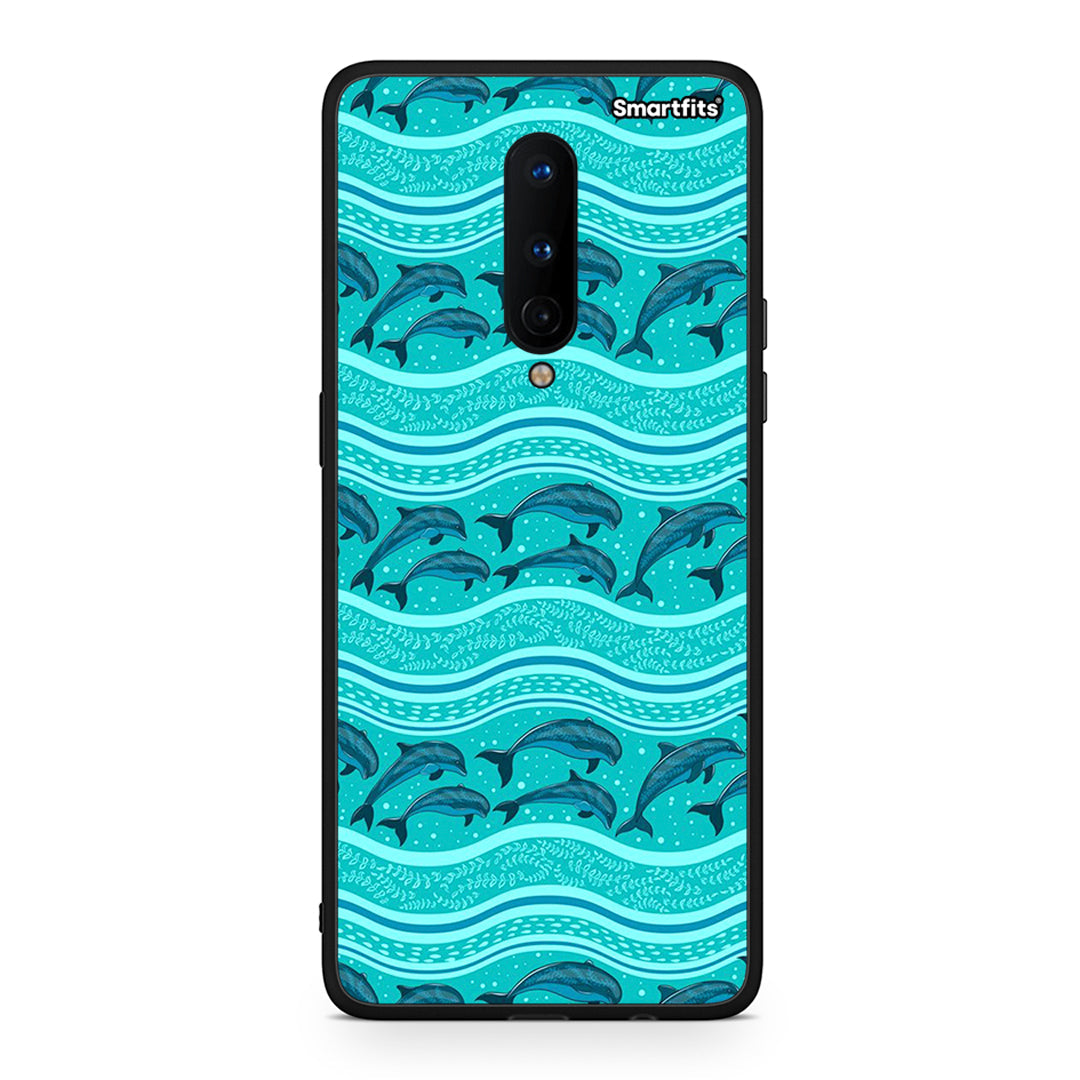 OnePlus 8 Swimming Dolphins θήκη από τη Smartfits με σχέδιο στο πίσω μέρος και μαύρο περίβλημα | Smartphone case with colorful back and black bezels by Smartfits