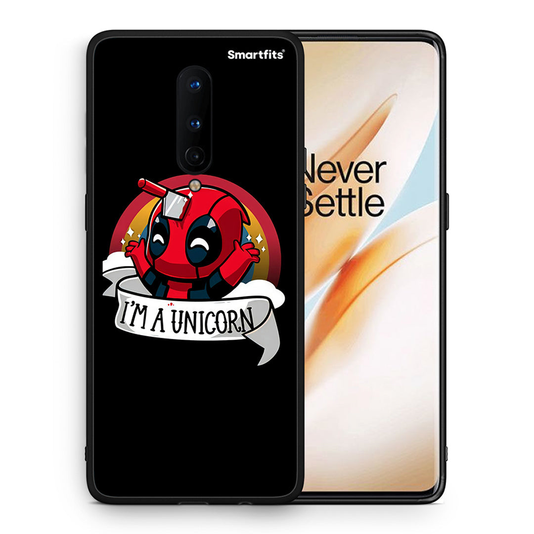 Θήκη OnePlus 8 Unicorn Deadpool από τη Smartfits με σχέδιο στο πίσω μέρος και μαύρο περίβλημα | OnePlus 8 Unicorn Deadpool case with colorful back and black bezels