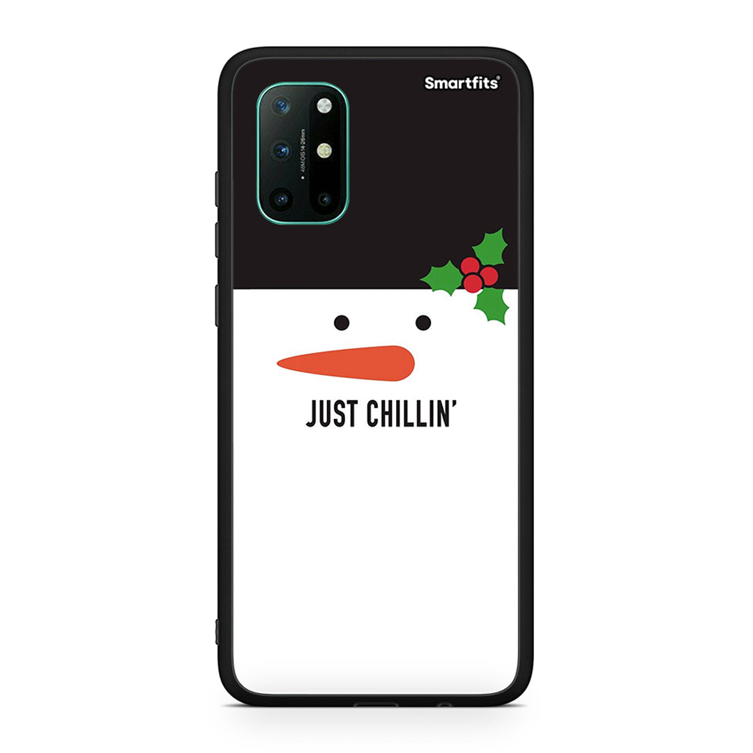 OnePlus 8T Christmas Chillin θήκη από τη Smartfits με σχέδιο στο πίσω μέρος και μαύρο περίβλημα | Smartphone case with colorful back and black bezels by Smartfits