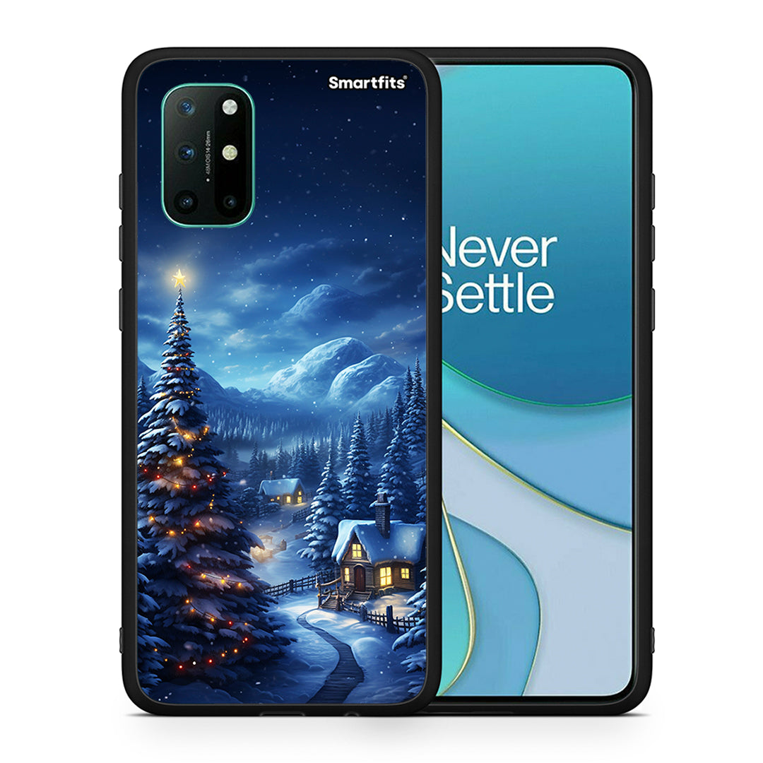 Θήκη OnePlus 8T Christmas Scenery από τη Smartfits με σχέδιο στο πίσω μέρος και μαύρο περίβλημα | OnePlus 8T Christmas Scenery case with colorful back and black bezels