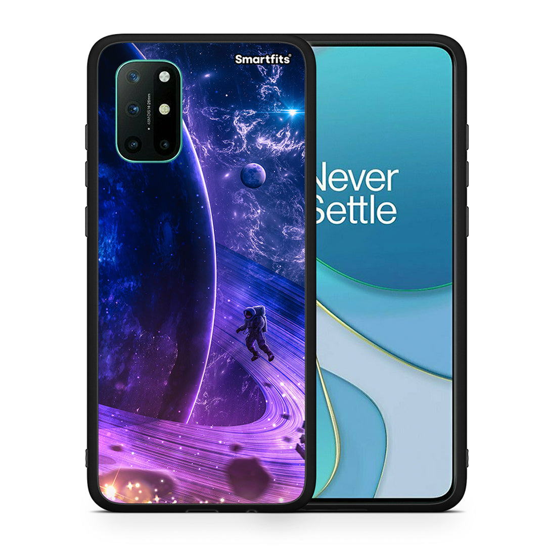 Θήκη OnePlus 8T Lost Astronaut από τη Smartfits με σχέδιο στο πίσω μέρος και μαύρο περίβλημα | OnePlus 8T Lost Astronaut case with colorful back and black bezels