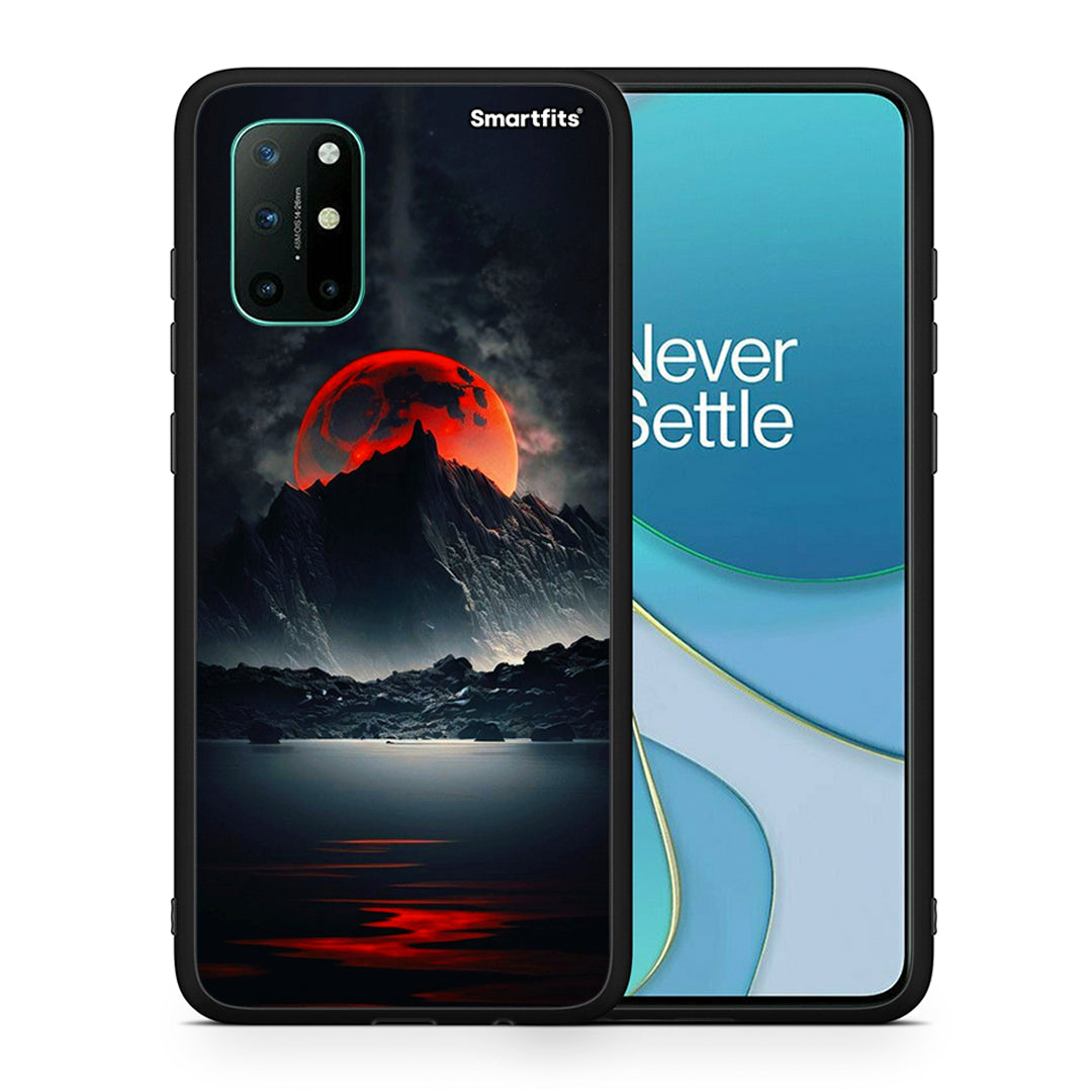 Θήκη OnePlus 8T Red Full Moon από τη Smartfits με σχέδιο στο πίσω μέρος και μαύρο περίβλημα | OnePlus 8T Red Full Moon case with colorful back and black bezels