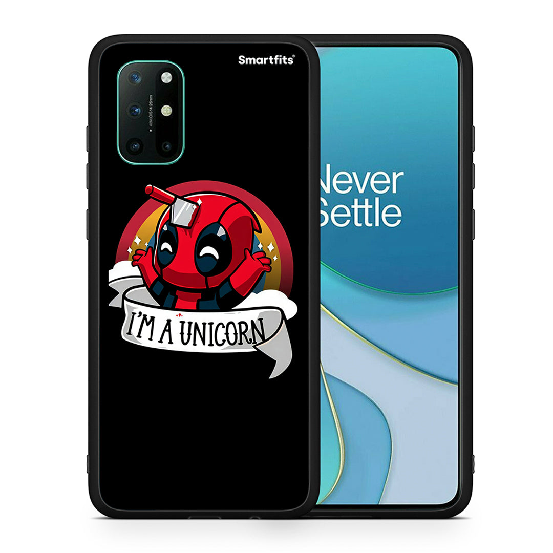 Θήκη OnePlus 8T Unicorn Deadpool από τη Smartfits με σχέδιο στο πίσω μέρος και μαύρο περίβλημα | OnePlus 8T Unicorn Deadpool case with colorful back and black bezels