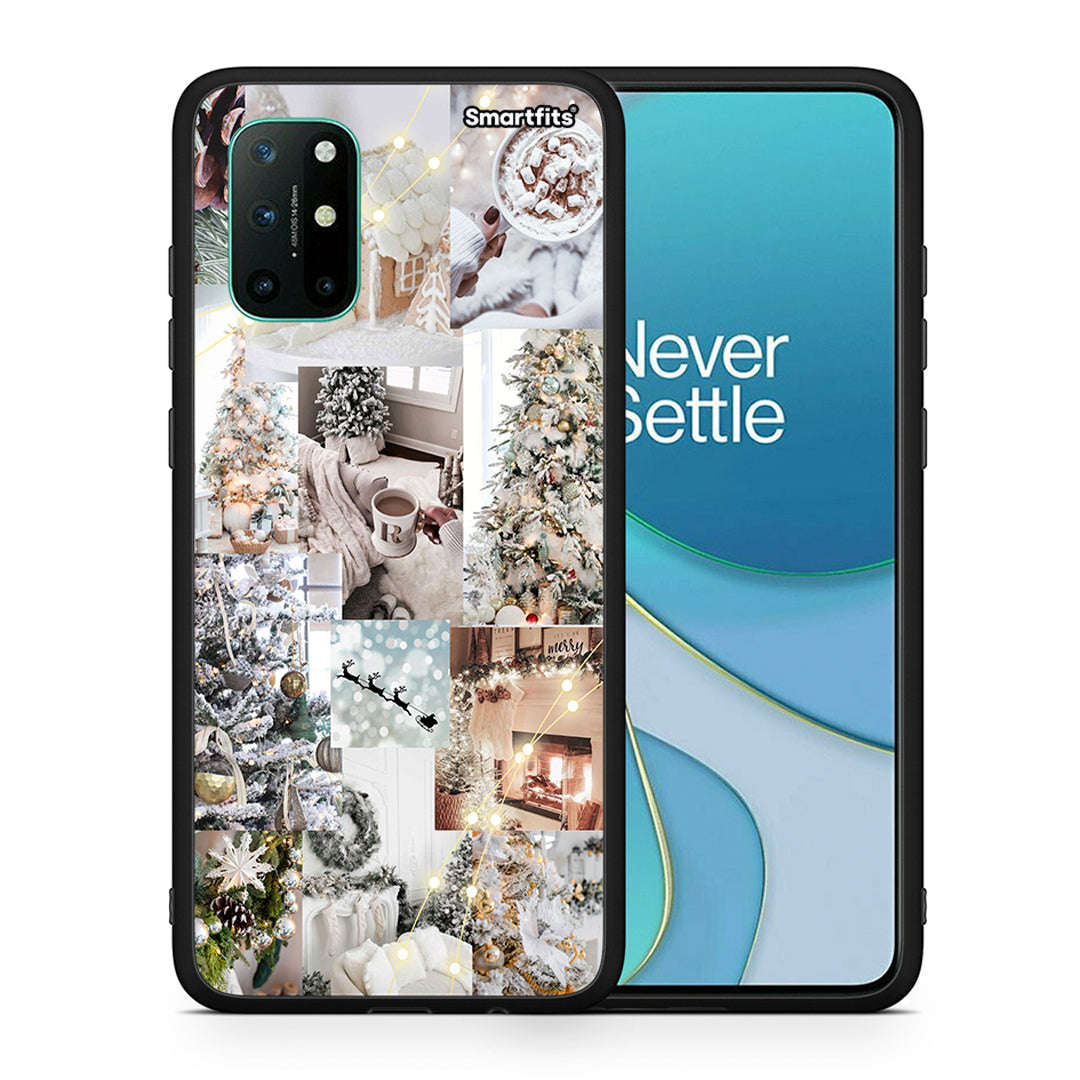 Θήκη OnePlus 8T White Christmas από τη Smartfits με σχέδιο στο πίσω μέρος και μαύρο περίβλημα | OnePlus 8T White Christmas case with colorful back and black bezels