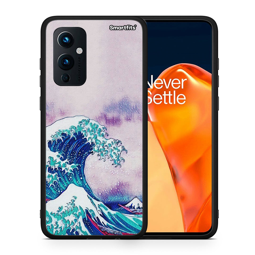 Θήκη OnePlus 9 Blue Waves από τη Smartfits με σχέδιο στο πίσω μέρος και μαύρο περίβλημα | OnePlus 9 Blue Waves case with colorful back and black bezels