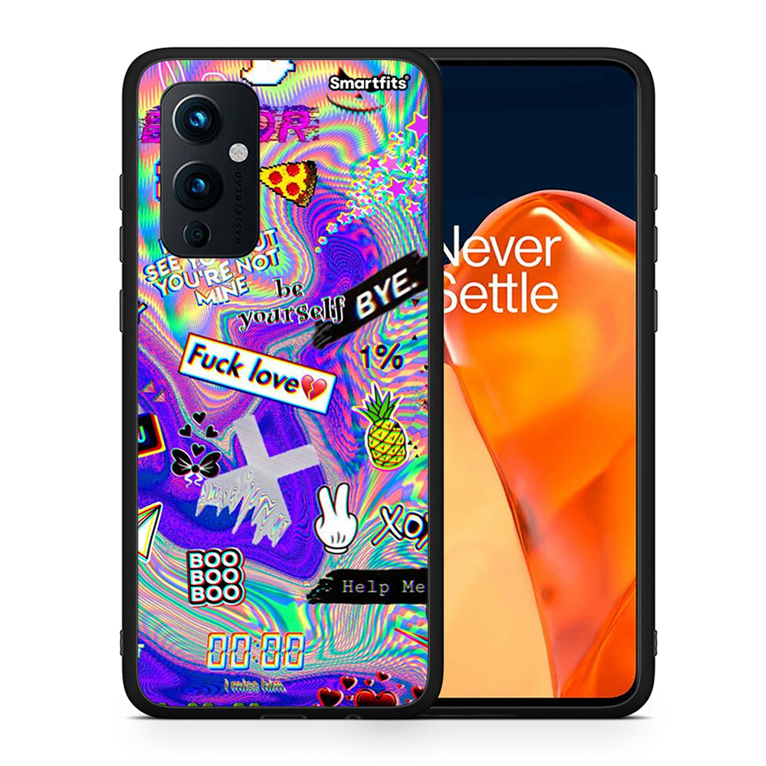 Θήκη OnePlus 9 Game Over από τη Smartfits με σχέδιο στο πίσω μέρος και μαύρο περίβλημα | OnePlus 9 Game Over case with colorful back and black bezels