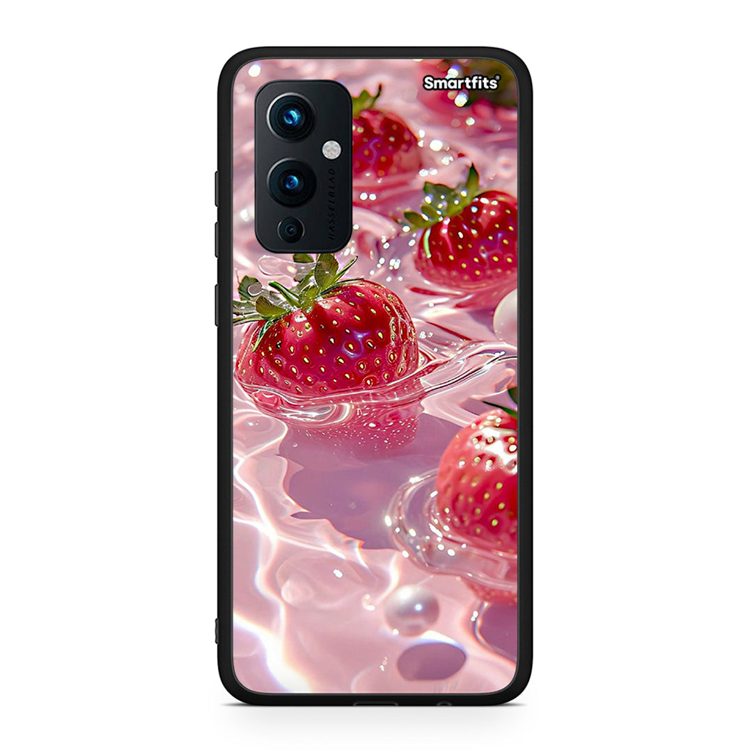 OnePlus 9 Juicy Strawberries θήκη από τη Smartfits με σχέδιο στο πίσω μέρος και μαύρο περίβλημα | Smartphone case with colorful back and black bezels by Smartfits