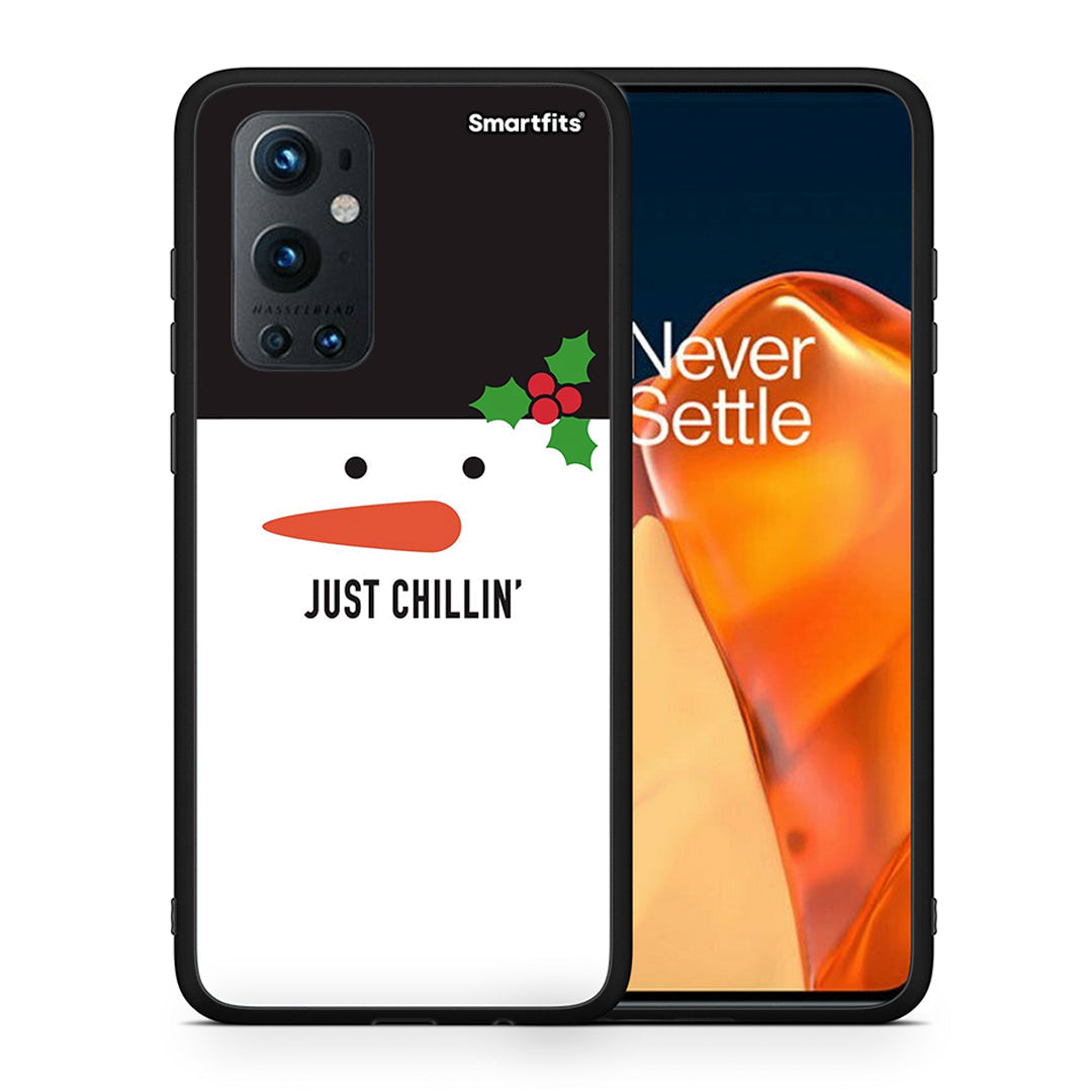 Θήκη OnePlus 9 Pro Christmas Chillin από τη Smartfits με σχέδιο στο πίσω μέρος και μαύρο περίβλημα | OnePlus 9 Pro Christmas Chillin case with colorful back and black bezels