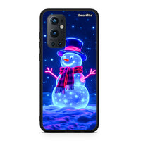 Thumbnail for OnePlus 9 Pro Christmas Neon Snowman θήκη από τη Smartfits με σχέδιο στο πίσω μέρος και μαύρο περίβλημα | Smartphone case with colorful back and black bezels by Smartfits