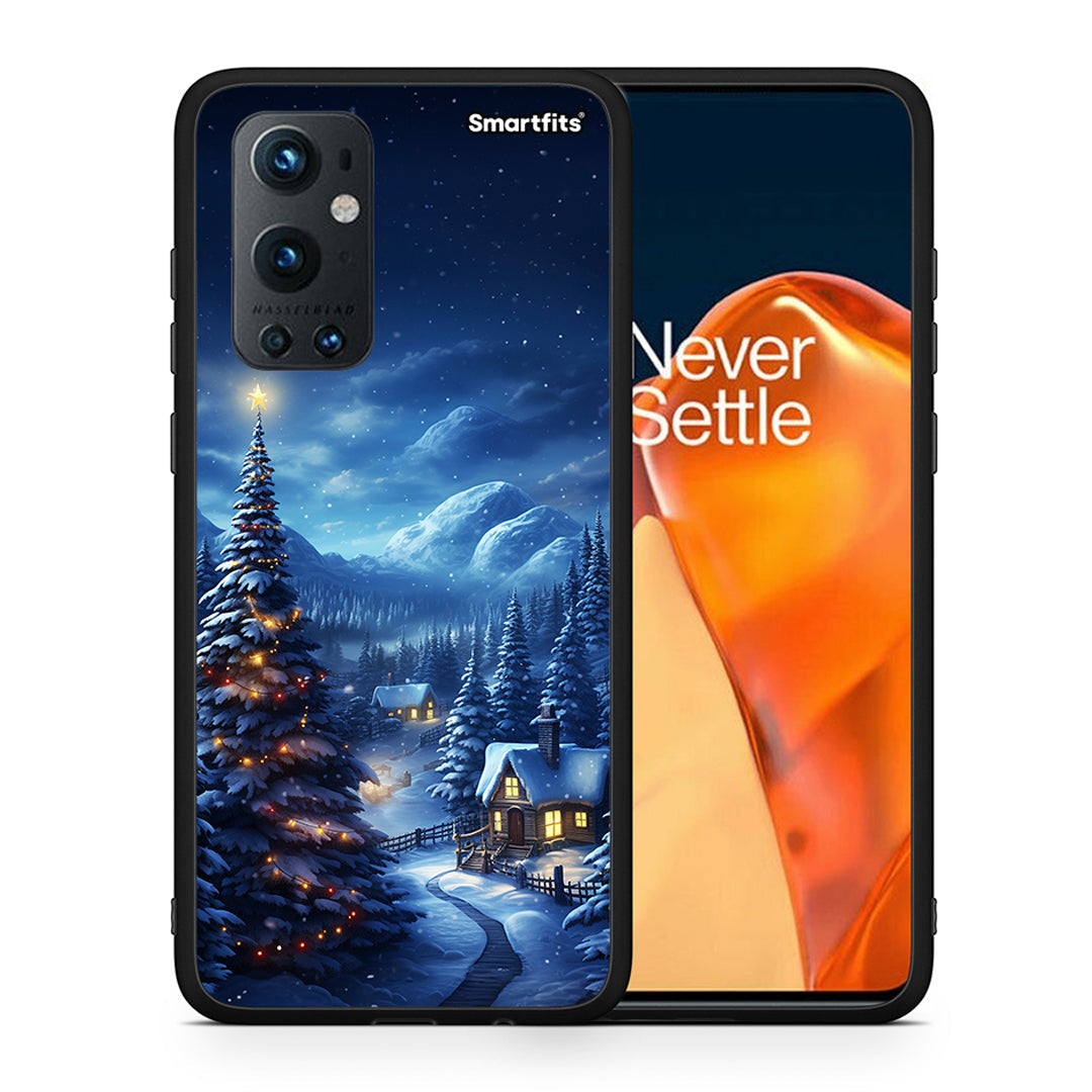 Θήκη OnePlus 9 Pro Christmas Scenery από τη Smartfits με σχέδιο στο πίσω μέρος και μαύρο περίβλημα | OnePlus 9 Pro Christmas Scenery case with colorful back and black bezels