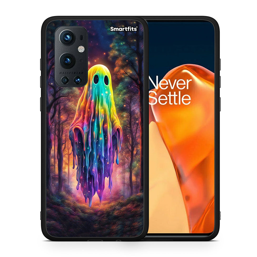 Θήκη OnePlus 9 Pro Halloween Ghost από τη Smartfits με σχέδιο στο πίσω μέρος και μαύρο περίβλημα | OnePlus 9 Pro Halloween Ghost case with colorful back and black bezels