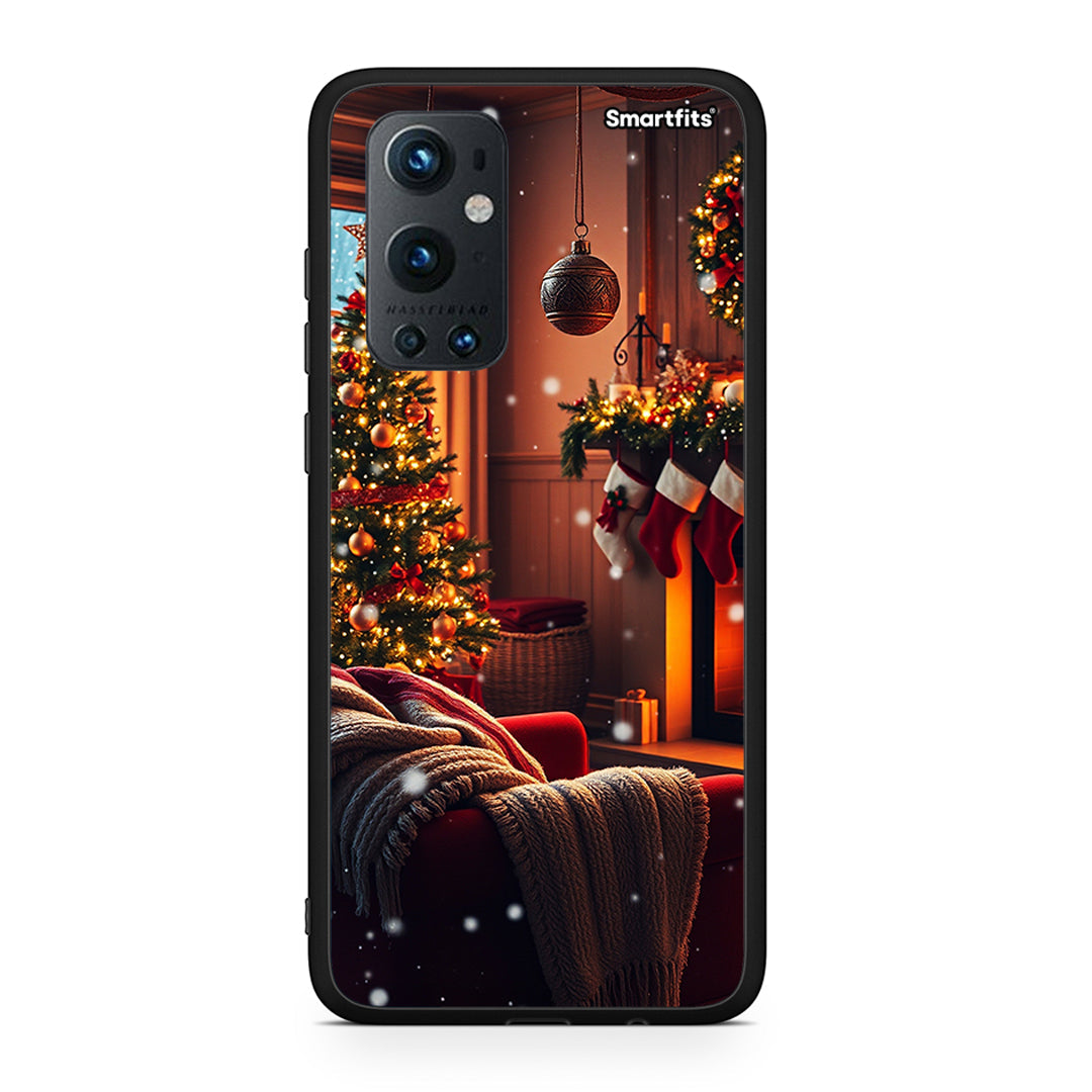 OnePlus 9 Pro Home For Christmas θήκη από τη Smartfits με σχέδιο στο πίσω μέρος και μαύρο περίβλημα | Smartphone case with colorful back and black bezels by Smartfits