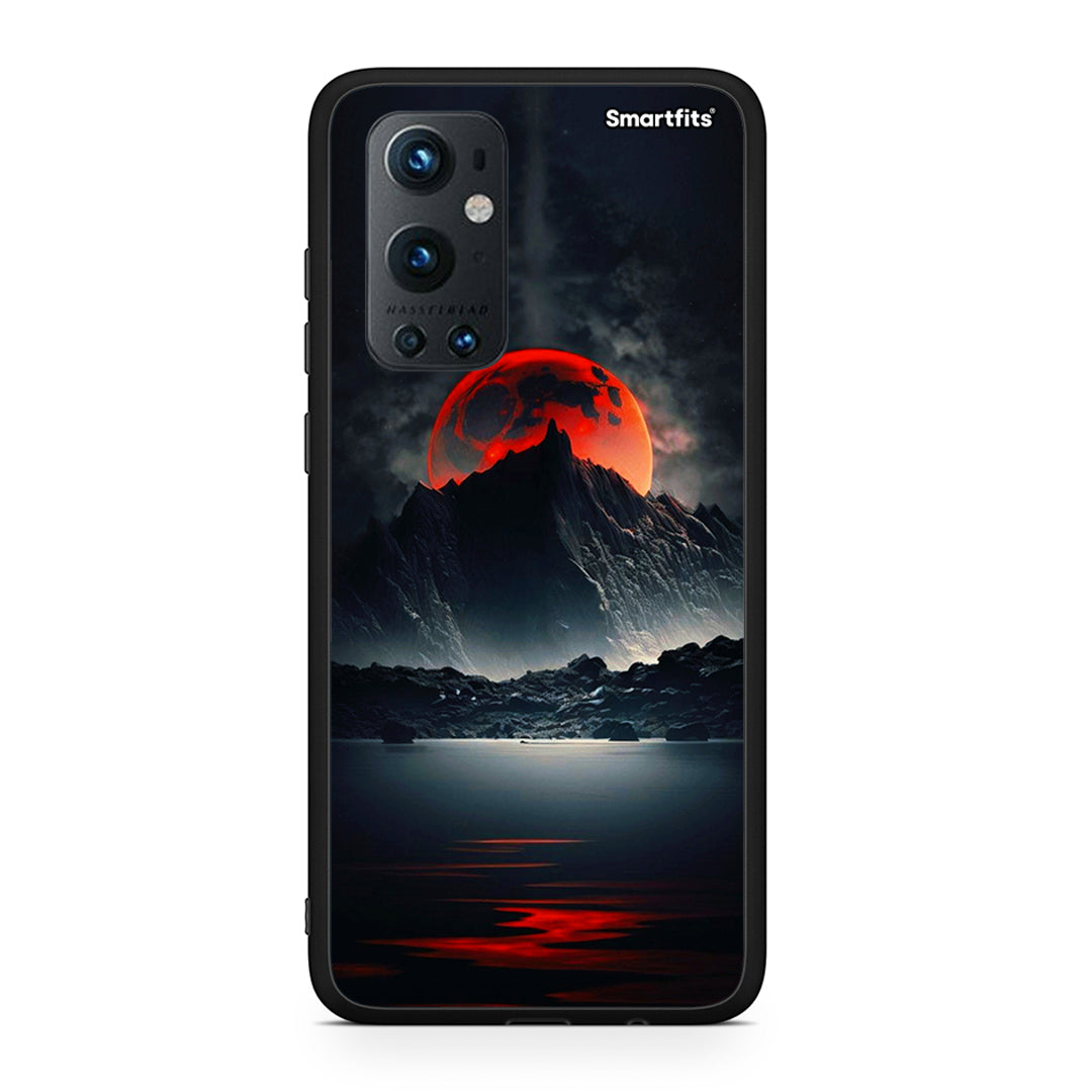 OnePlus 9 Pro Red Full Moon θήκη από τη Smartfits με σχέδιο στο πίσω μέρος και μαύρο περίβλημα | Smartphone case with colorful back and black bezels by Smartfits