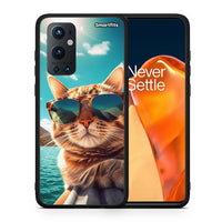 Thumbnail for Θήκη OnePlus 9 Pro Summer Cat από τη Smartfits με σχέδιο στο πίσω μέρος και μαύρο περίβλημα | OnePlus 9 Pro Summer Cat case with colorful back and black bezels