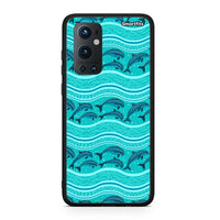 Thumbnail for OnePlus 9 Pro Swimming Dolphins θήκη από τη Smartfits με σχέδιο στο πίσω μέρος και μαύρο περίβλημα | Smartphone case with colorful back and black bezels by Smartfits
