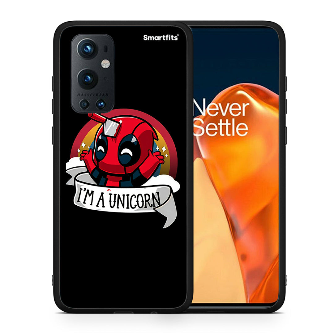 Θήκη OnePlus 9 Pro Unicorn Deadpool από τη Smartfits με σχέδιο στο πίσω μέρος και μαύρο περίβλημα | OnePlus 9 Pro Unicorn Deadpool case with colorful back and black bezels