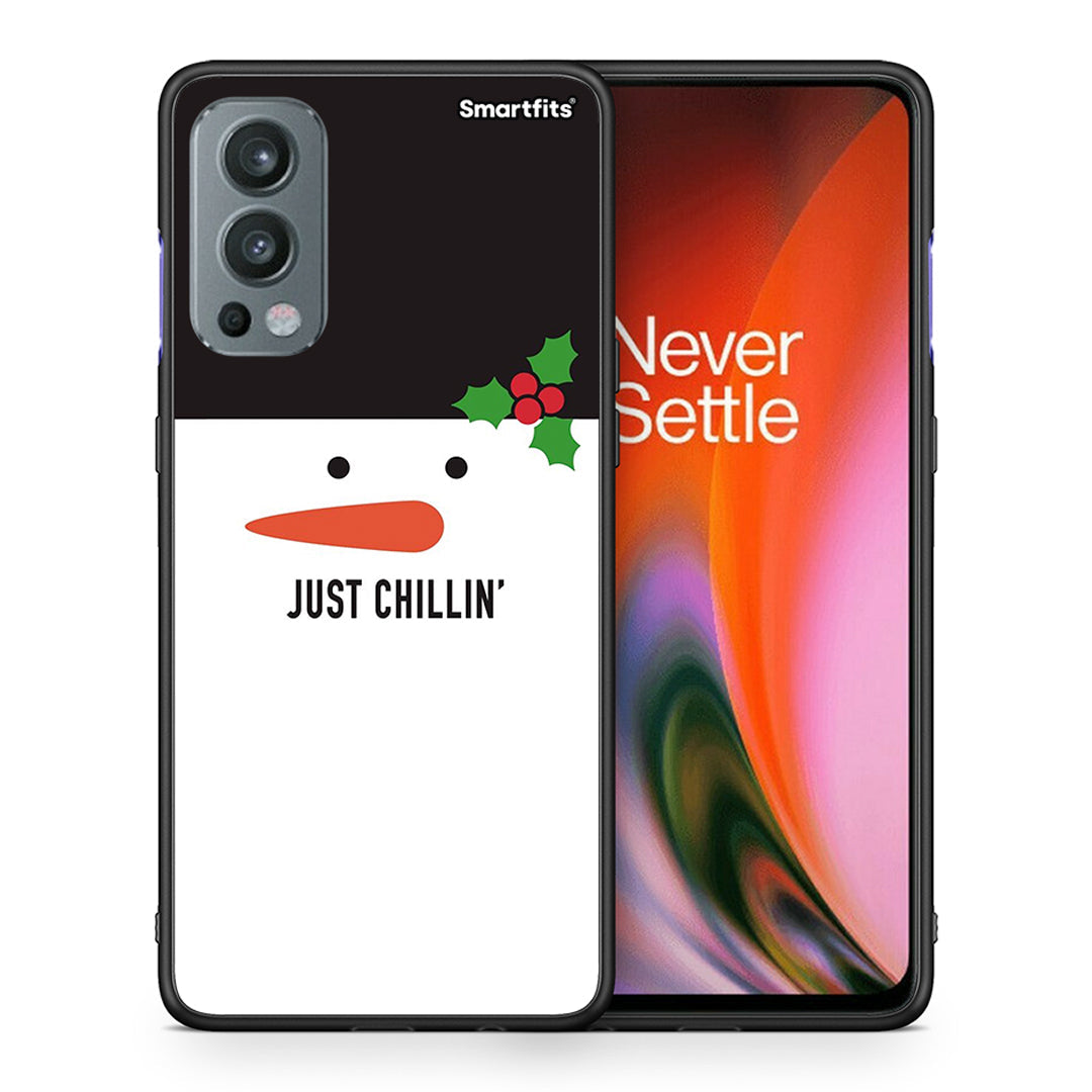 Θήκη OnePlus Nord 2 5G Christmas Chillin από τη Smartfits με σχέδιο στο πίσω μέρος και μαύρο περίβλημα | OnePlus Nord 2 5G Christmas Chillin case with colorful back and black bezels