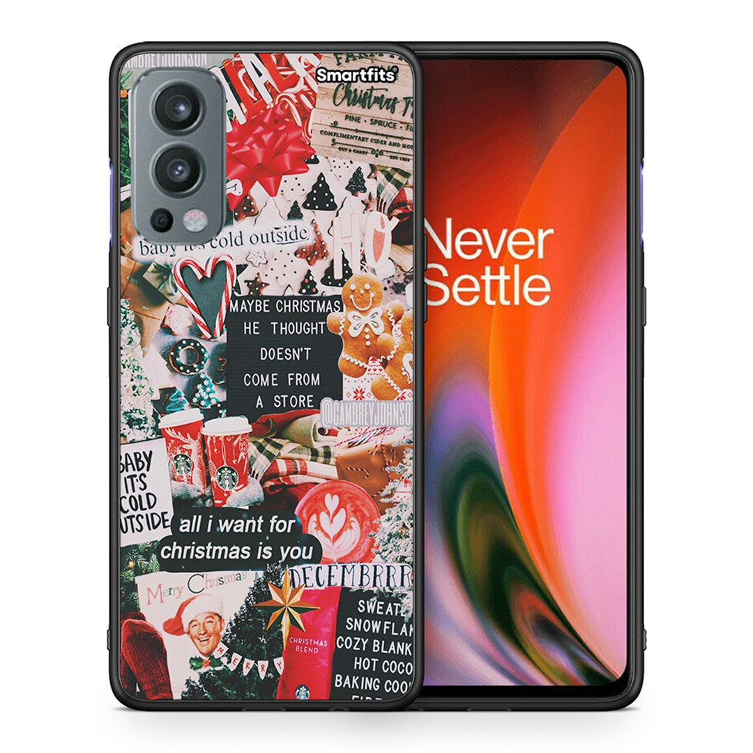 Θήκη OnePlus Nord 2 5G Christmas Happiness από τη Smartfits με σχέδιο στο πίσω μέρος και μαύρο περίβλημα | OnePlus Nord 2 5G Christmas Happiness case with colorful back and black bezels