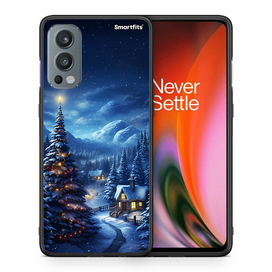 Θήκη OnePlus Nord 2 5G Christmas Scenery από τη Smartfits με σχέδιο στο πίσω μέρος και μαύρο περίβλημα | OnePlus Nord 2 5G Christmas Scenery case with colorful back and black bezels