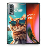 Thumbnail for Θήκη OnePlus Nord 2 5G Summer Cat από τη Smartfits με σχέδιο στο πίσω μέρος και μαύρο περίβλημα | OnePlus Nord 2 5G Summer Cat case with colorful back and black bezels