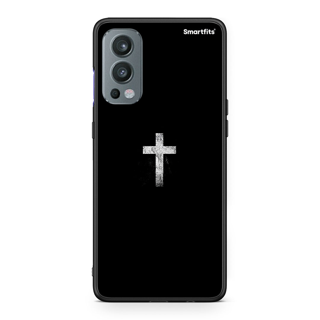 OnePlus Nord 2 5G White Cross θήκη από τη Smartfits με σχέδιο στο πίσω μέρος και μαύρο περίβλημα | Smartphone case with colorful back and black bezels by Smartfits