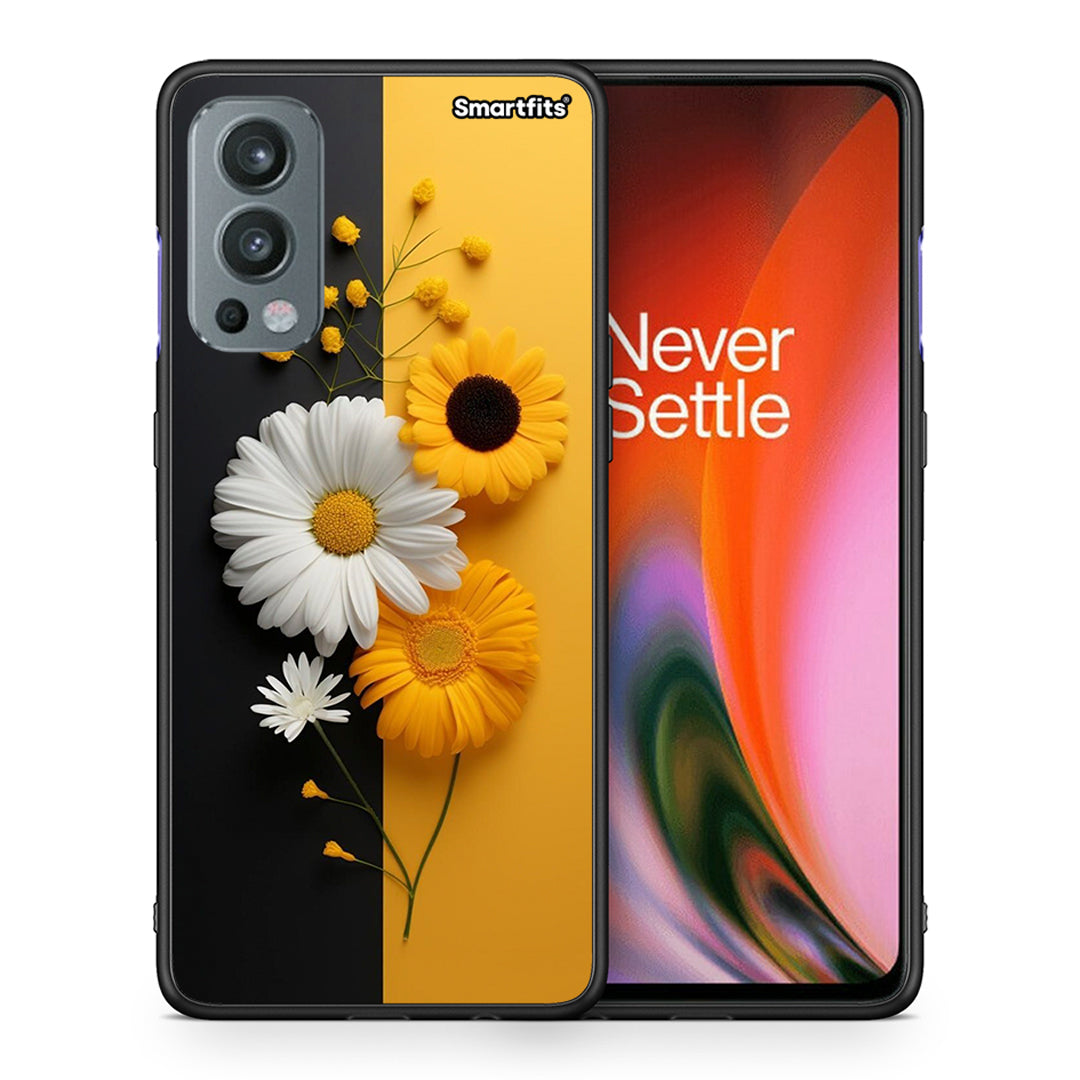 Θήκη OnePlus Nord 2 5G Yellow Daisies από τη Smartfits με σχέδιο στο πίσω μέρος και μαύρο περίβλημα | OnePlus Nord 2 5G Yellow Daisies case with colorful back and black bezels