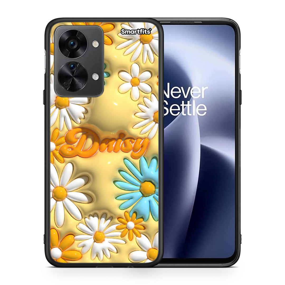 Θήκη OnePlus Nord 2T Bubble Daisies από τη Smartfits με σχέδιο στο πίσω μέρος και μαύρο περίβλημα | OnePlus Nord 2T Bubble Daisies case with colorful back and black bezels