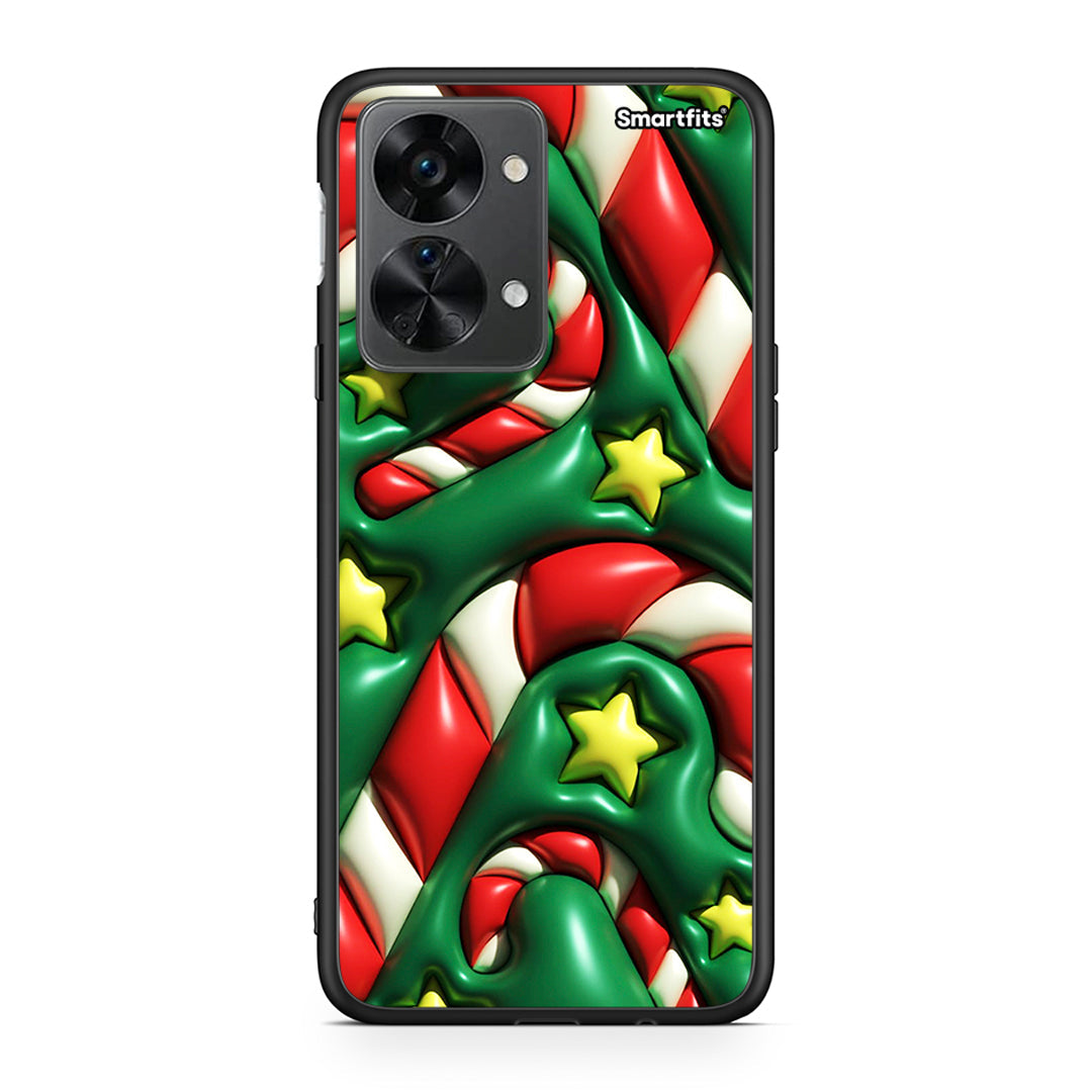 OnePlus Nord 2T Christmas Bubbles θήκη από τη Smartfits με σχέδιο στο πίσω μέρος και μαύρο περίβλημα | Smartphone case with colorful back and black bezels by Smartfits