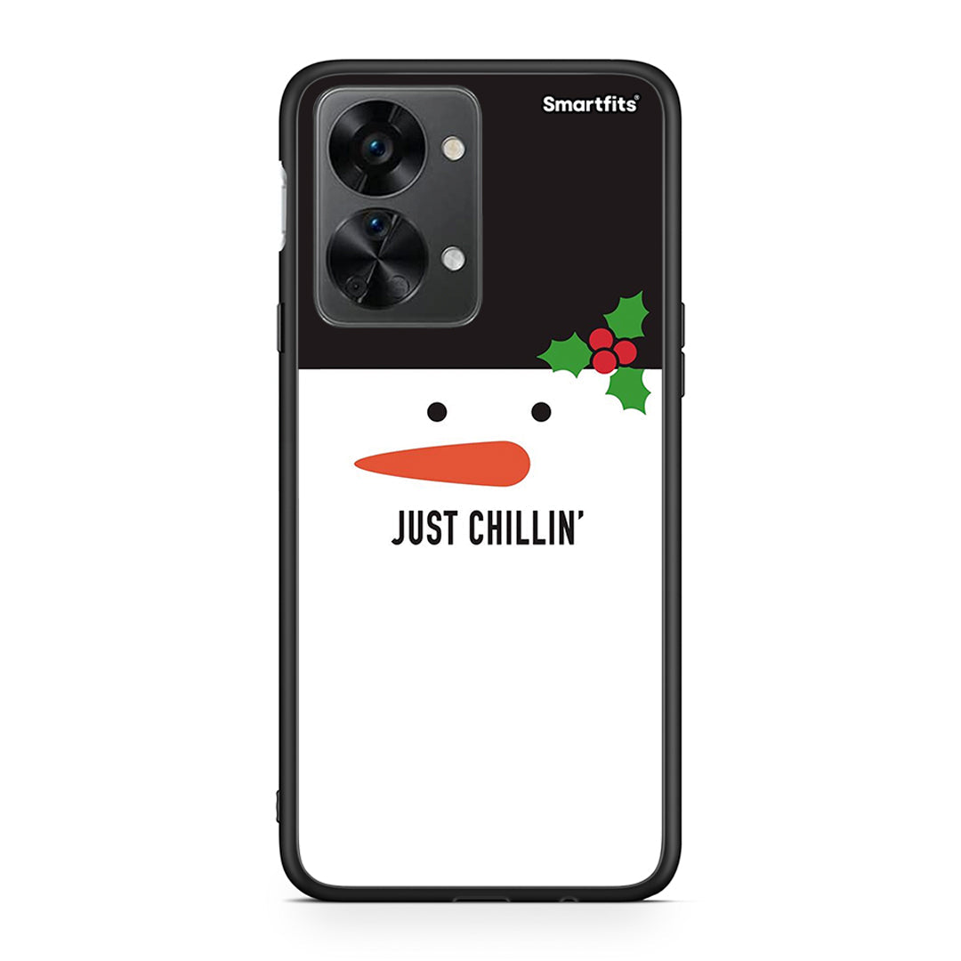 OnePlus Nord 2T Christmas Chillin θήκη από τη Smartfits με σχέδιο στο πίσω μέρος και μαύρο περίβλημα | Smartphone case with colorful back and black bezels by Smartfits