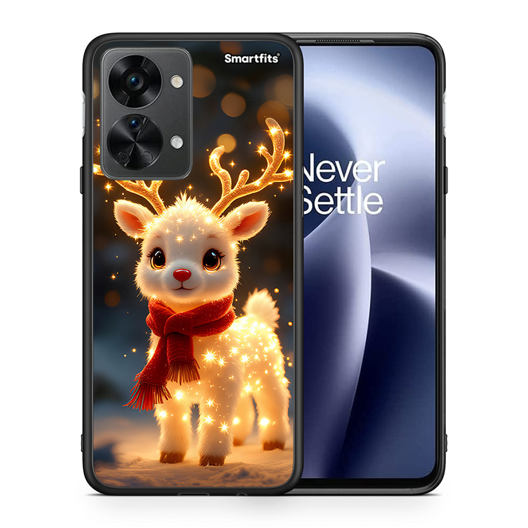 Θήκη OnePlus Nord 2T Christmas Cutie από τη Smartfits με σχέδιο στο πίσω μέρος και μαύρο περίβλημα | OnePlus Nord 2T Christmas Cutie case with colorful back and black bezels