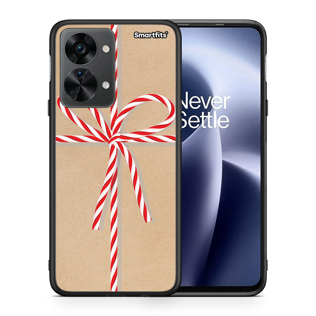 Θήκη OnePlus Nord 2T Christmas Gift από τη Smartfits με σχέδιο στο πίσω μέρος και μαύρο περίβλημα | OnePlus Nord 2T Christmas Gift case with colorful back and black bezels