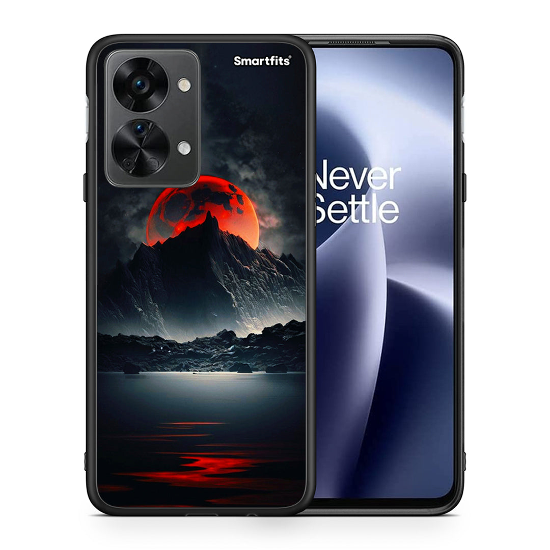 Θήκη OnePlus Nord 2T Red Full Moon από τη Smartfits με σχέδιο στο πίσω μέρος και μαύρο περίβλημα | OnePlus Nord 2T Red Full Moon case with colorful back and black bezels