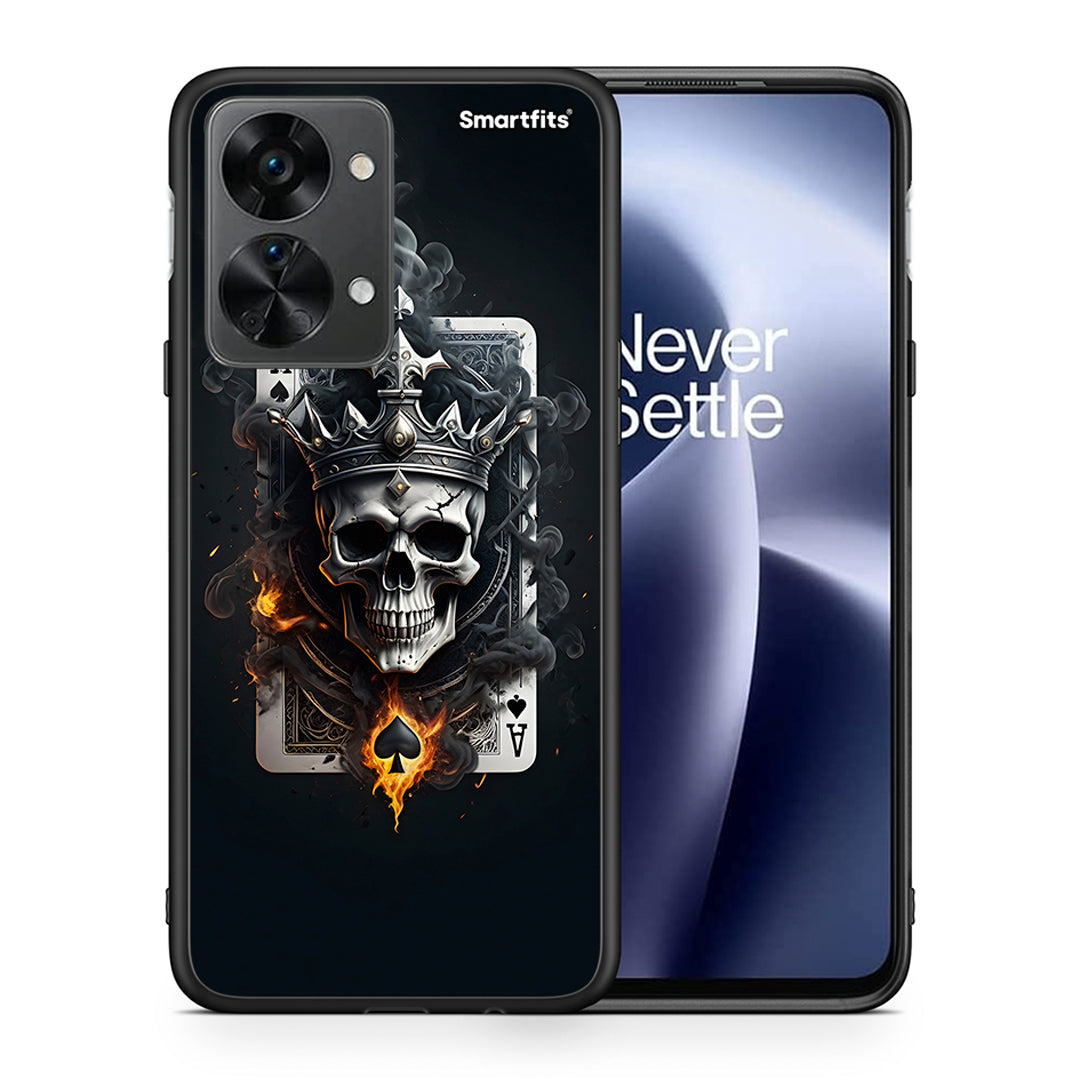 Θήκη OnePlus Nord 2T Skull King Ace από τη Smartfits με σχέδιο στο πίσω μέρος και μαύρο περίβλημα | OnePlus Nord 2T Skull King Ace case with colorful back and black bezels